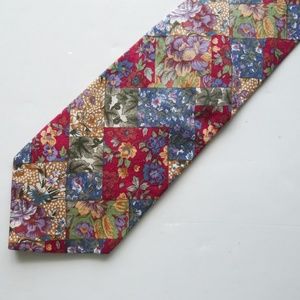 Beans McGee floral print cotton necktie US made